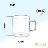Wilmax Borosilikat Glas-Kaffeetasse, 200 ml, WL-888604/A
